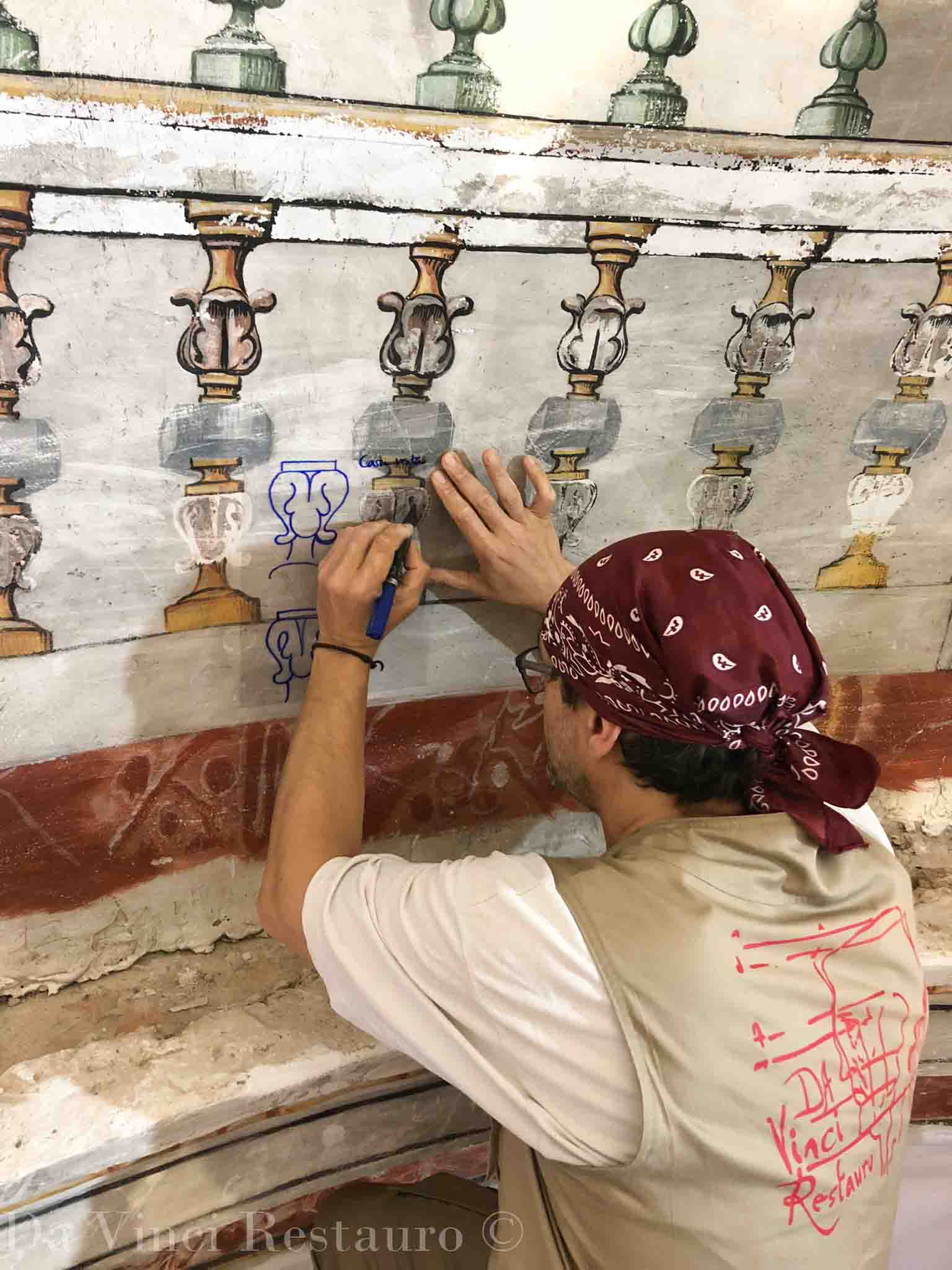 Restauración de pintura mural de Herencia. Reintegración